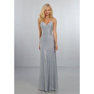 Morilee By Madeline Gardner Formal Evening Gown Size 8 Silver Wedding Bridesmaid